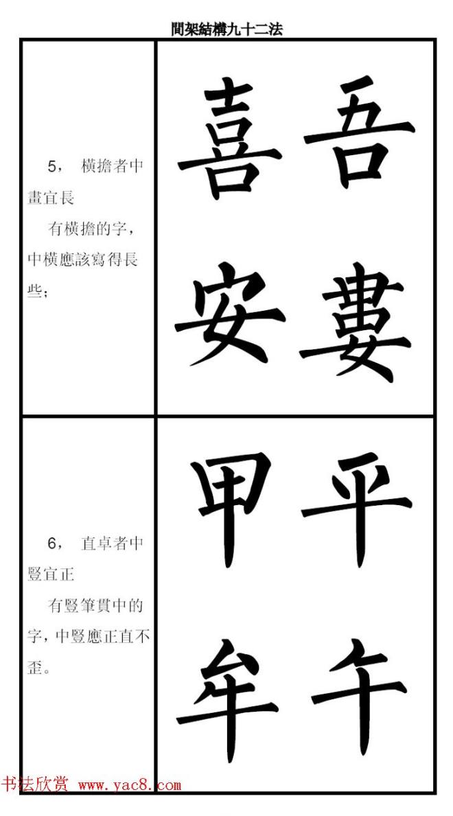 柳体字帖《柳公权楷书间架结构九十二法》楷书字帖