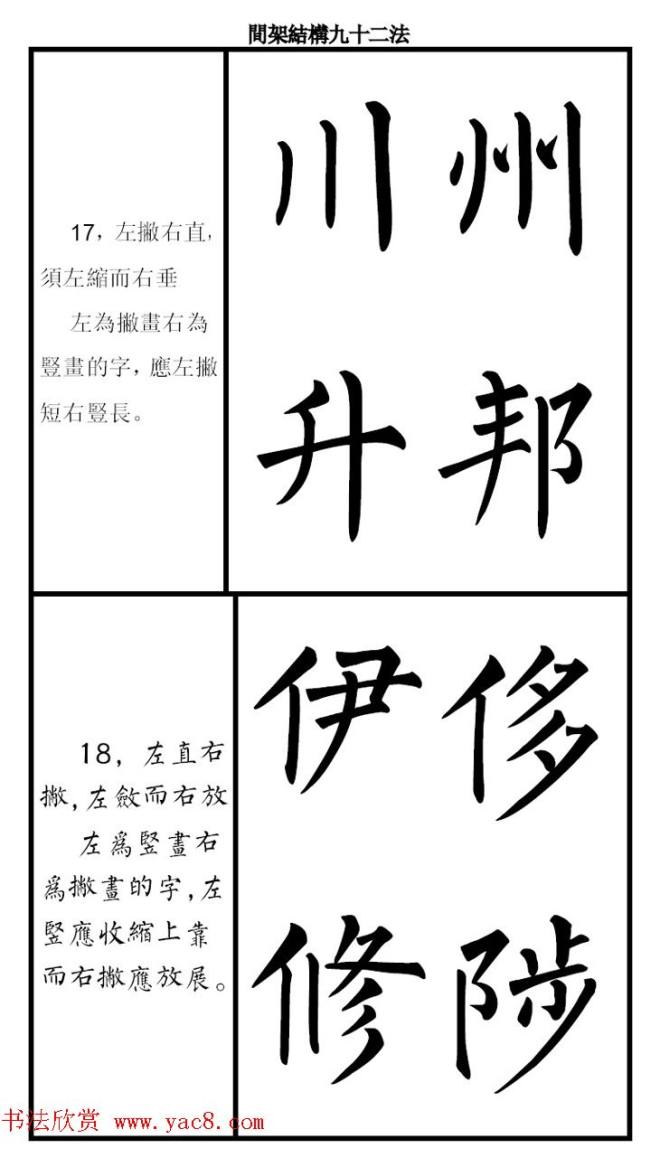 柳体字帖《柳公权楷书间架结构九十二法》楷书字帖