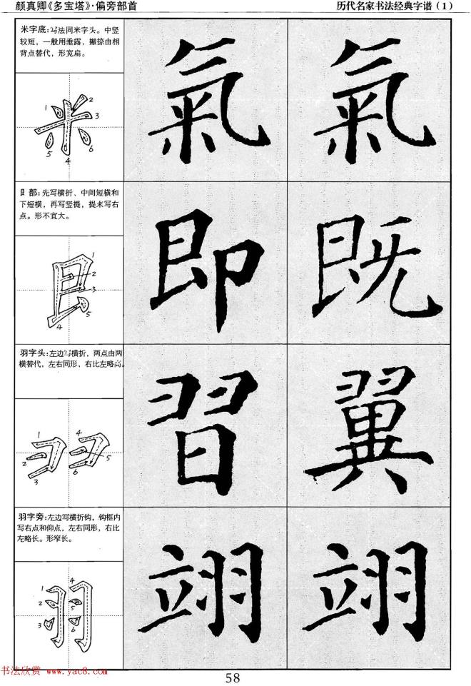 经典字帖：颜真卿多宝塔字谱楷书字帖