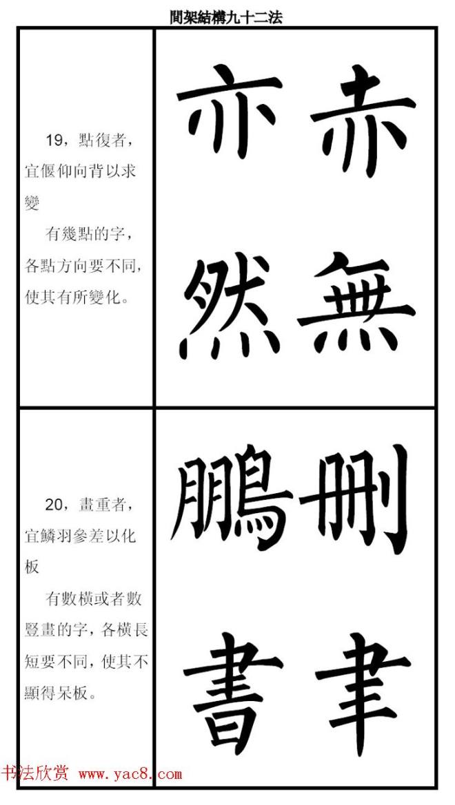 柳体字帖《柳公权楷书间架结构九十二法》楷书字帖