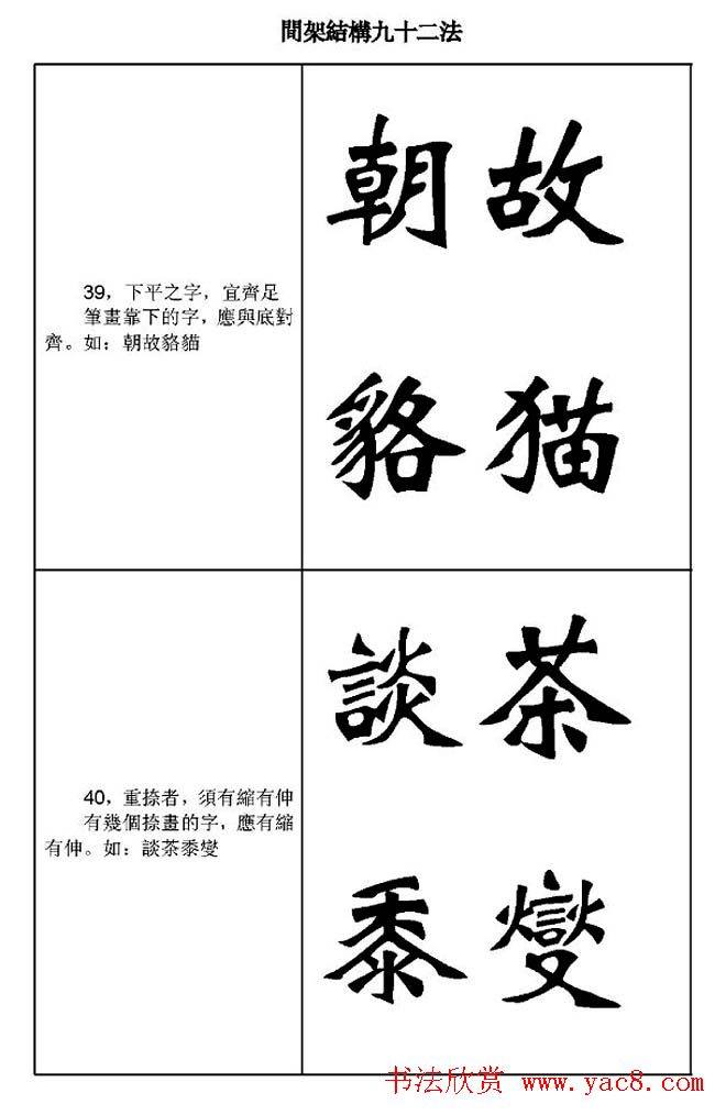 魏楷字帖《魏碑间架结构九十二法》楷书字帖