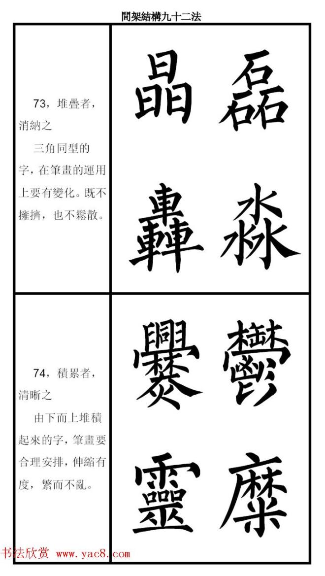 柳体字帖《柳公权楷书间架结构九十二法》楷书字帖