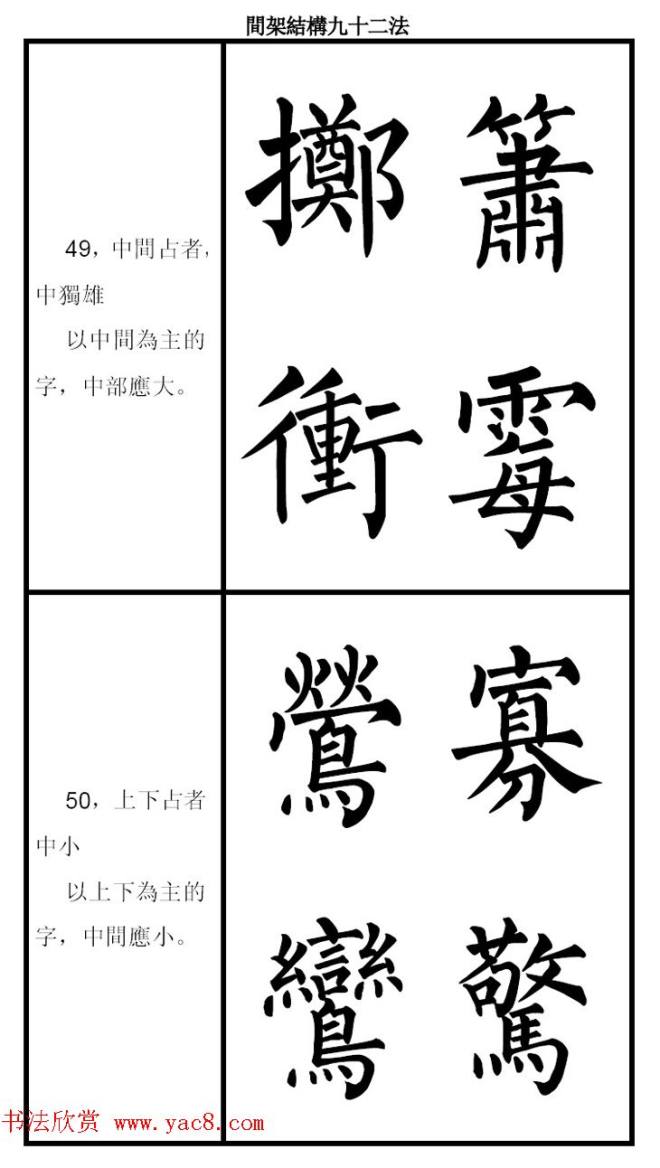 柳体字帖《柳公权楷书间架结构九十二法》楷书字帖