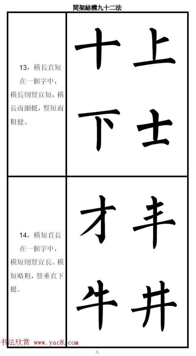 柳体字帖《柳公权楷书间架结构九十二法》楷书字帖